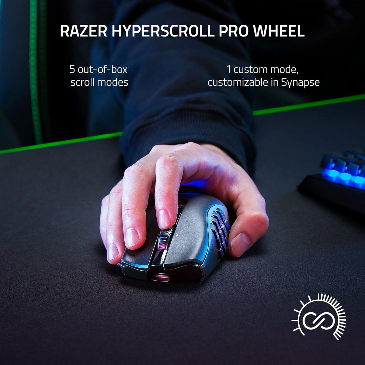 Razer Naga V2 Pro kabellose Gaming-Maus: austauschbare Seitenplatte mit 2, 6, 12 Tasten-Konfigurationen – Focus + 20K DPI optischer Sensor – schnellster Gaming-Maus-Schalter – Chroma-RGB-Beleuchtung