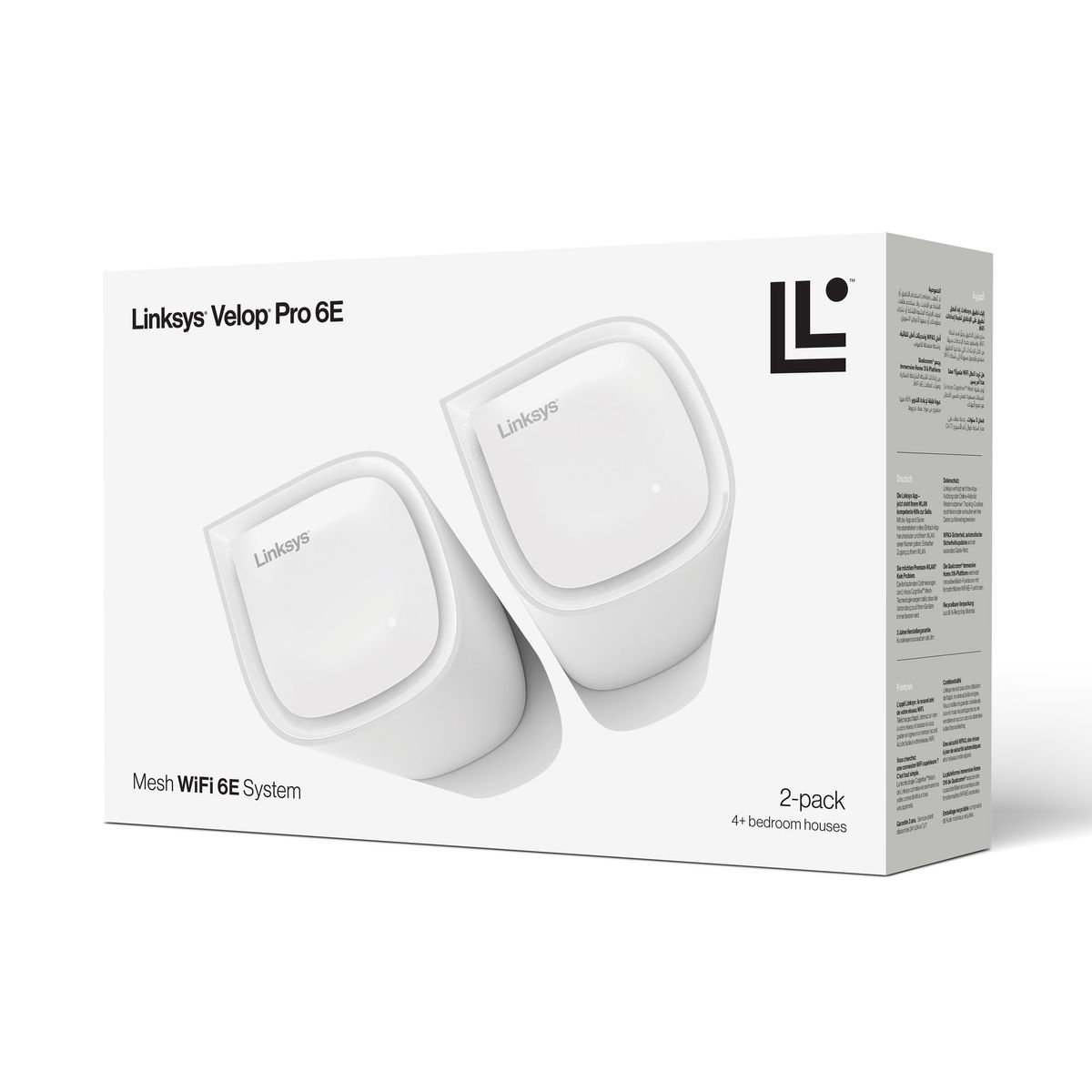 Linksys Velop Pro WiFi 6E Mesh-System MX6202-KE – Cognitive Mesh-Router mit 6-GHz-Band-Zugriff und 5,4 Gbit/s – Mesh-Abdeckung für bis zu 550 m² und 400 Geräte – 2er-Pack Linksys Velop Pro WiFi 6E Mesh-System MX6202-KE – Cognitive Mesh-Router mit 6-GHz-Band-Zugriff und 5,4 Gbit/s – Mesh-Abdeckung für bis zu 550 m² und 400 Geräte – 2er-Pack