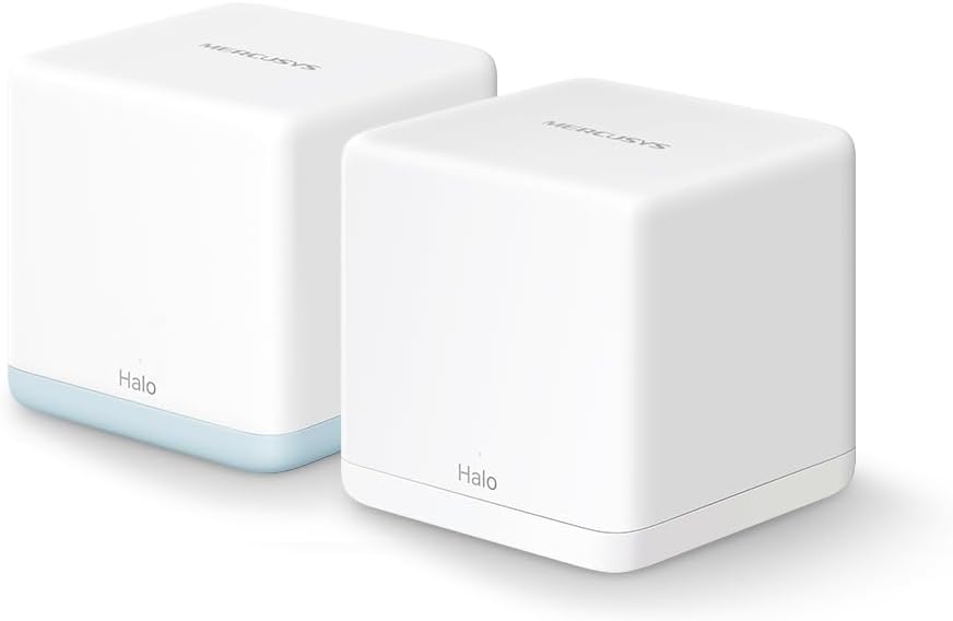 Mercusys Halo H1200G (2er Pack) WiFi Mesh Router AC1200Mbps, Router und Repeater, 2 Stück mit Abdeckung bis zu 260㎡, Gigabit Ethernet-Ports, Beamforming, MU-MIMO, Access Point WiFi Ethernet