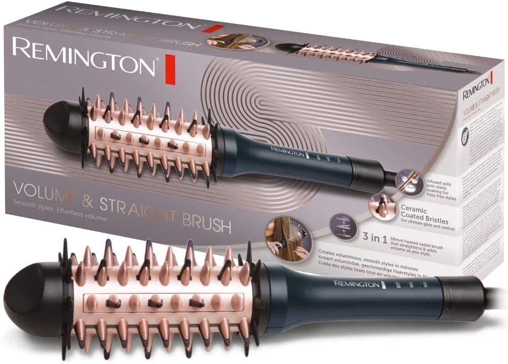 Remington Volumenbürste, Glättbürste und Lockenstyler CB7A138, 3 in 1 Funktion: Haarbürste, Haarglätter und Volumenstyler, 38 mm Rundbürste mit 3 Temperatureinstellungen von 150-230°C