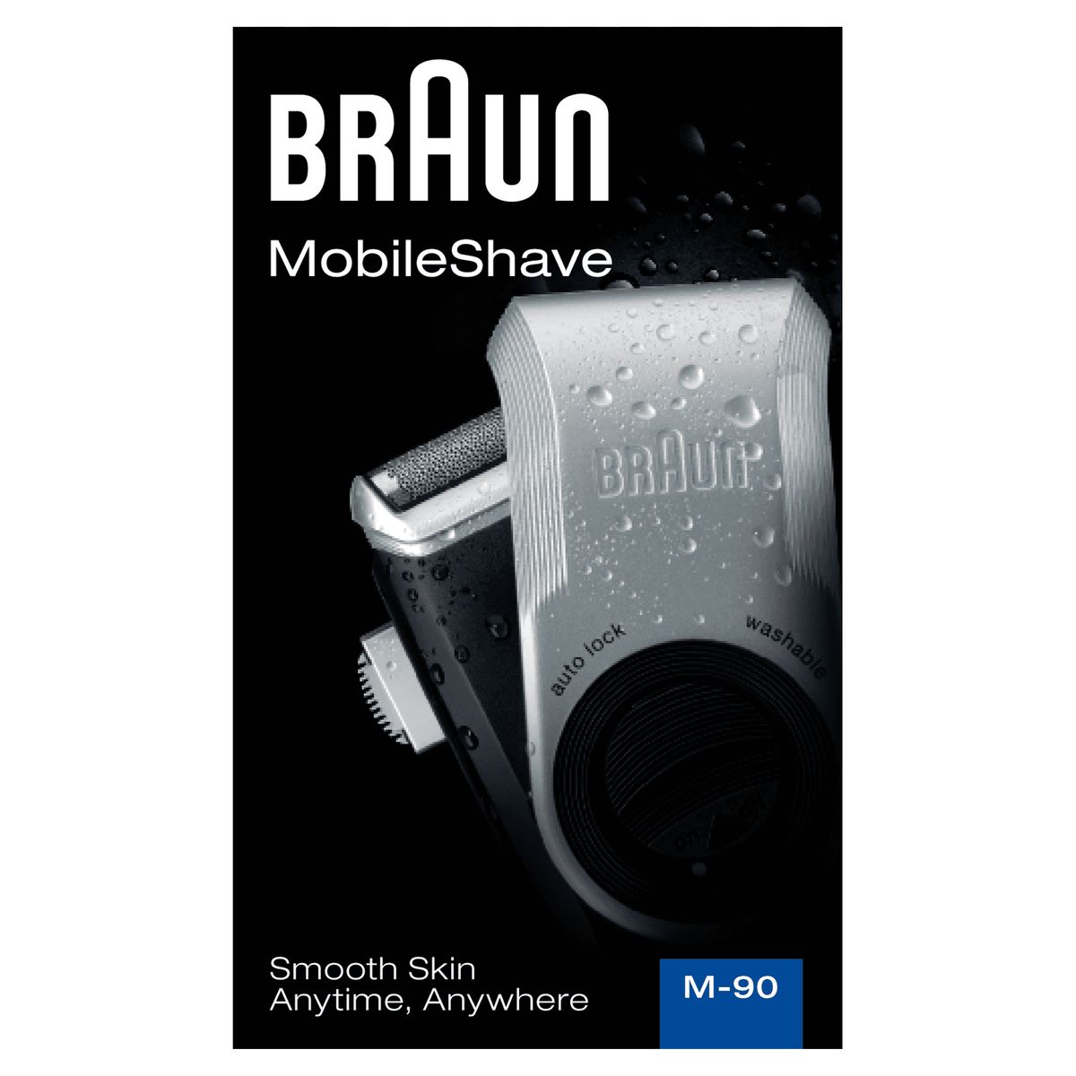 Braun MobileShave electric shaver M-90 on the go, black/silver
