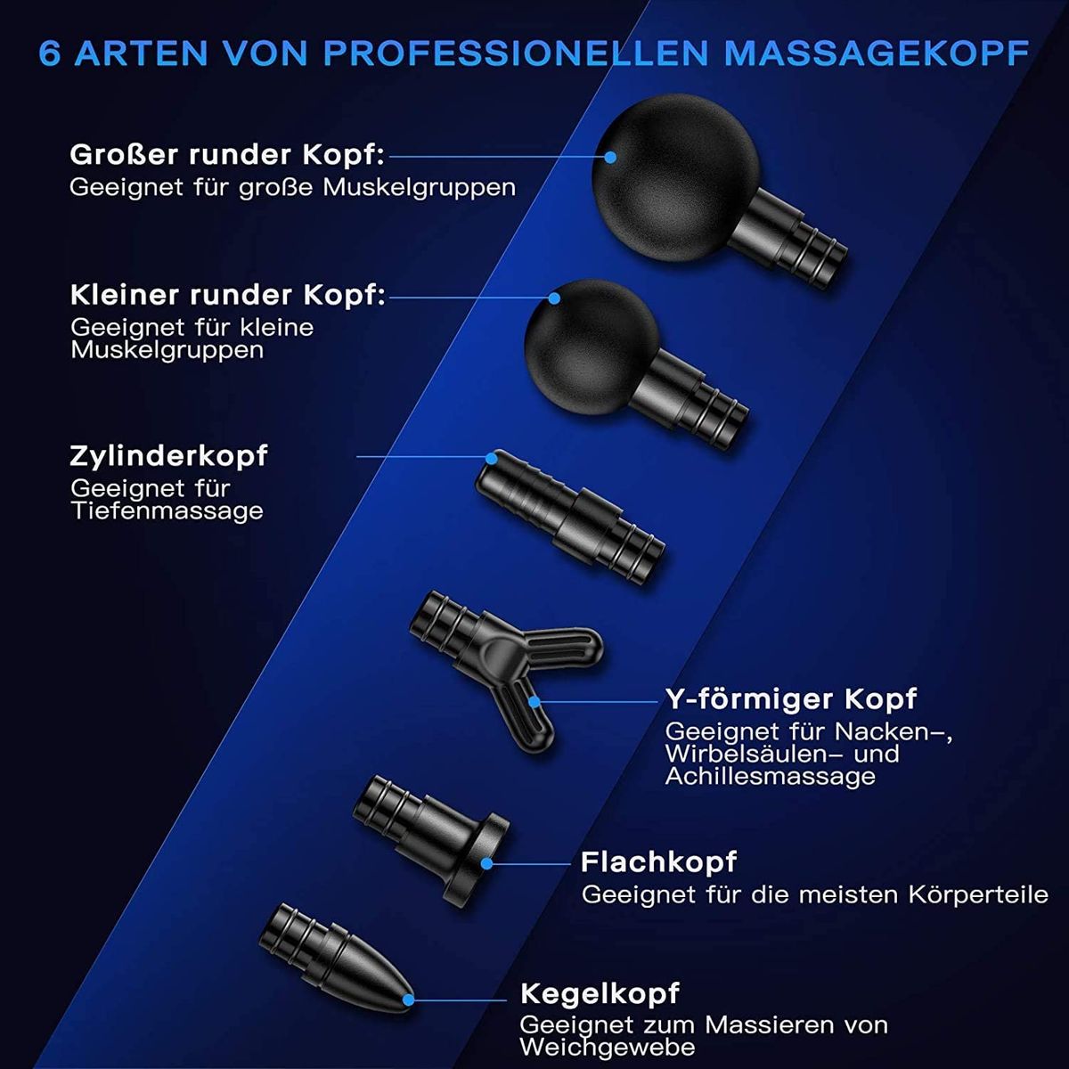 MILcea Massagepistole Tiefen massagegerät LED-Anzeige-Touchscreen elektrisches Handmassagegerät Massage Gun 6 Massageköpfen 5 Geschwindigkeiten
