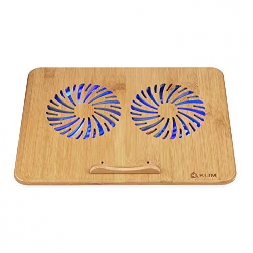 KLIM Bamboo - Laptop cooling pad Adjustable speed Cooling stand with fans