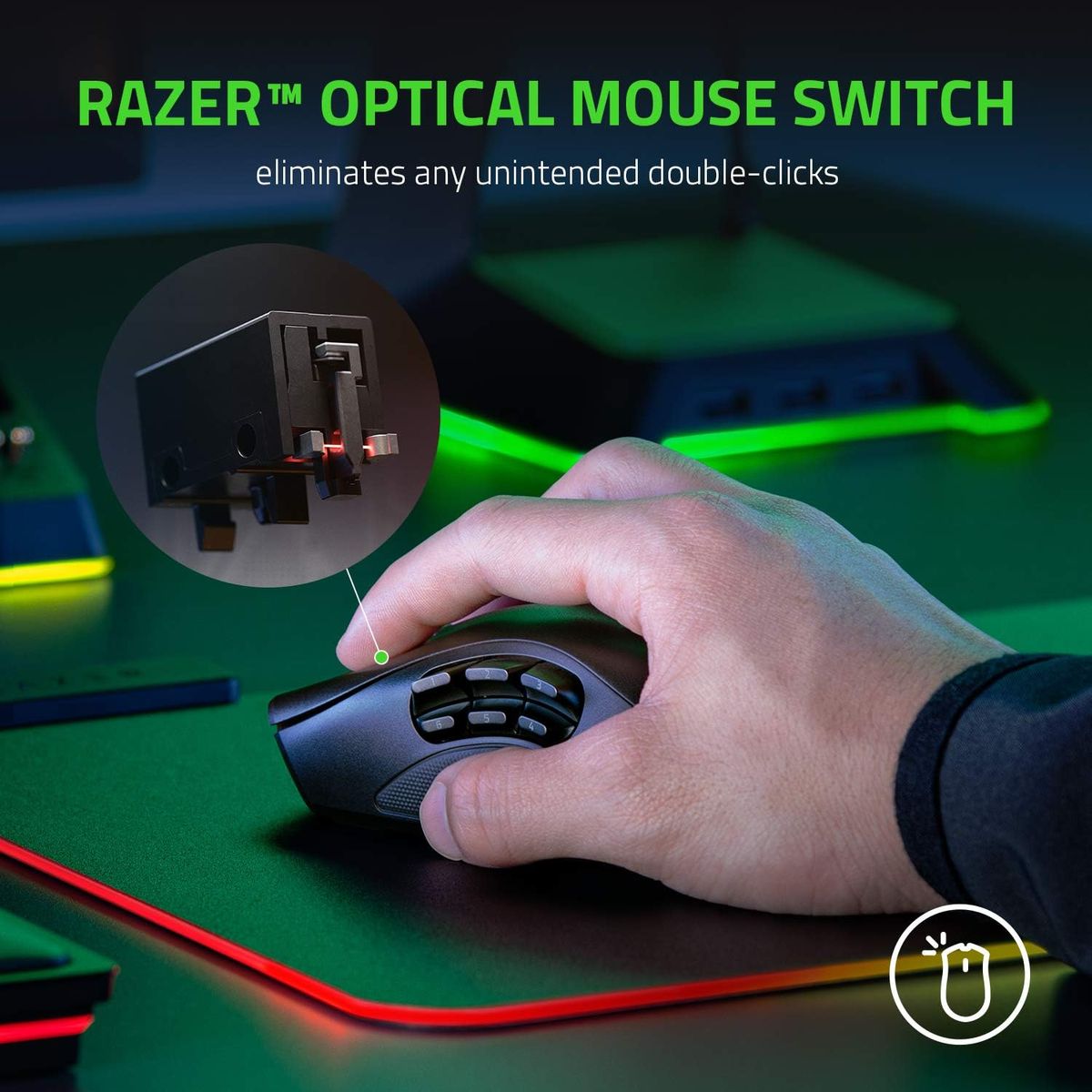 Razer Naga Pro Gaming Mouse Dual Wireless 20.000 DPI Modular RGB MOBA/MMO/FPS