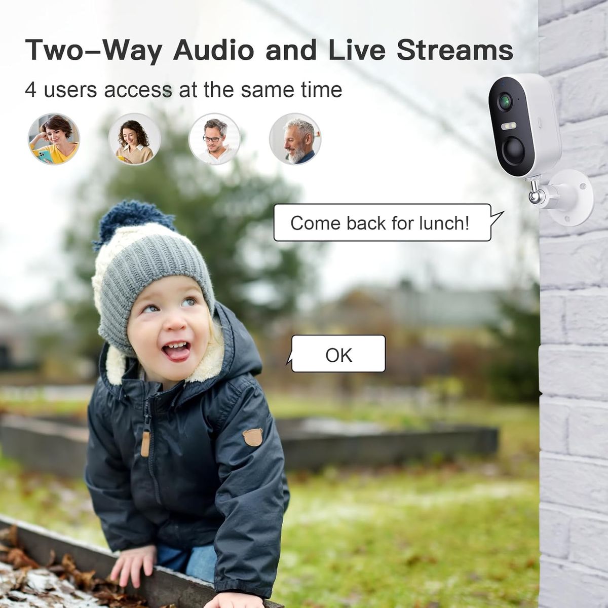 ARENTI 2K/3MP Überwachungskamera Aussen Akku mit Solar IP Kamera, WLAN Kamera Überwachung Aussen, Nachtsicht, 2-Wege-Audio, IP65 Wasserdicht Go1 mit Sp2
