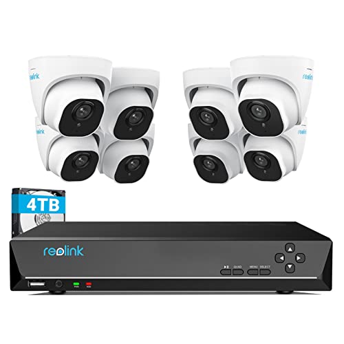 Reolink RLK16-800D8 4K Überwachungskamera Set, 8x 8MP PoE IP-Kameras, 16CH NVR 4TB HDD, Personen- & Fahrzeugerkennung, IP66, 30m Nachtsicht