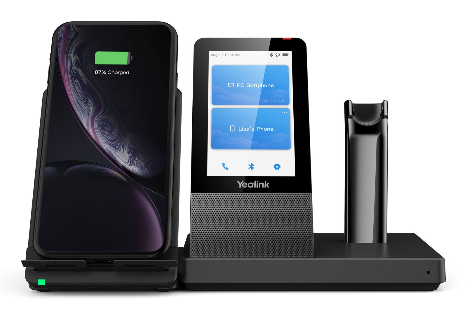 Yealink WH67 UC Kopfhörer Kabellos Ohrbügel, Kopfband, Nackenband Büro/Callcenter Bluetooth Ladestation Schwarz