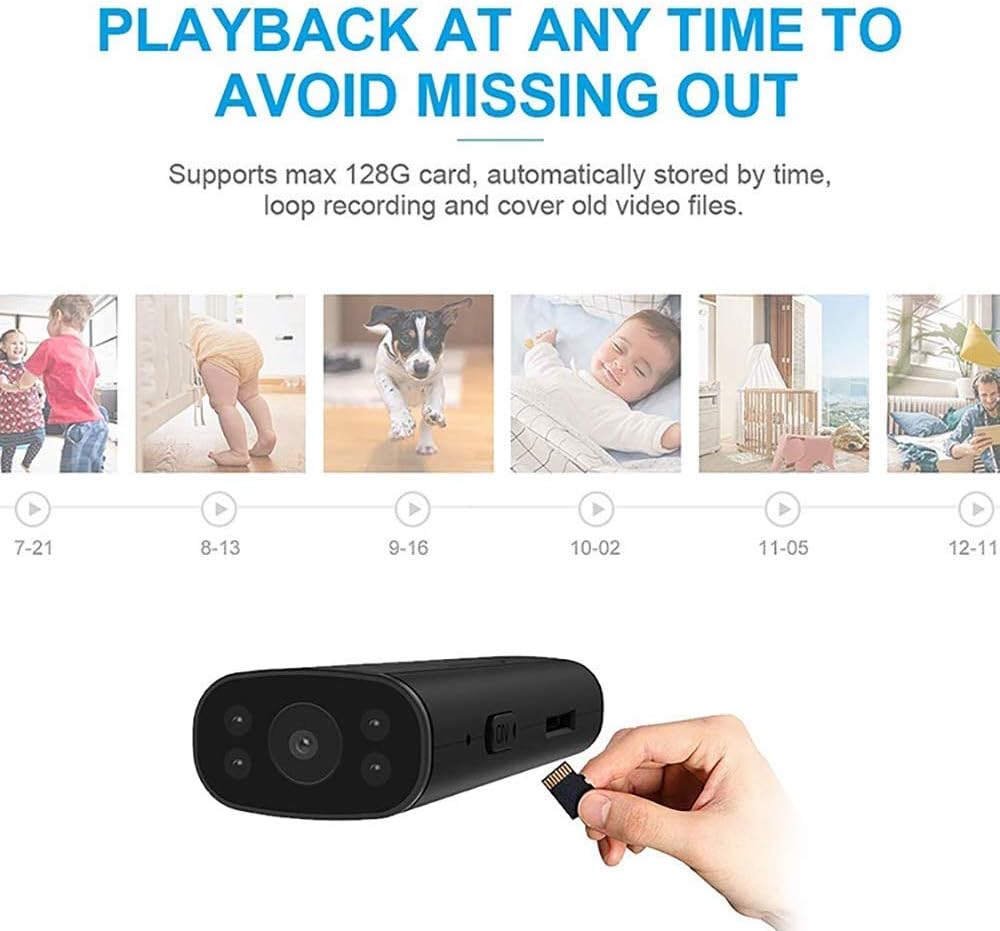 PNZEO Caméras Espion 1080P HD Mini Caméra cachée WiFi Caméra de Surveillance sans Fil avec Infrarouge de Vision Nocturne, Mouvement Uniquement