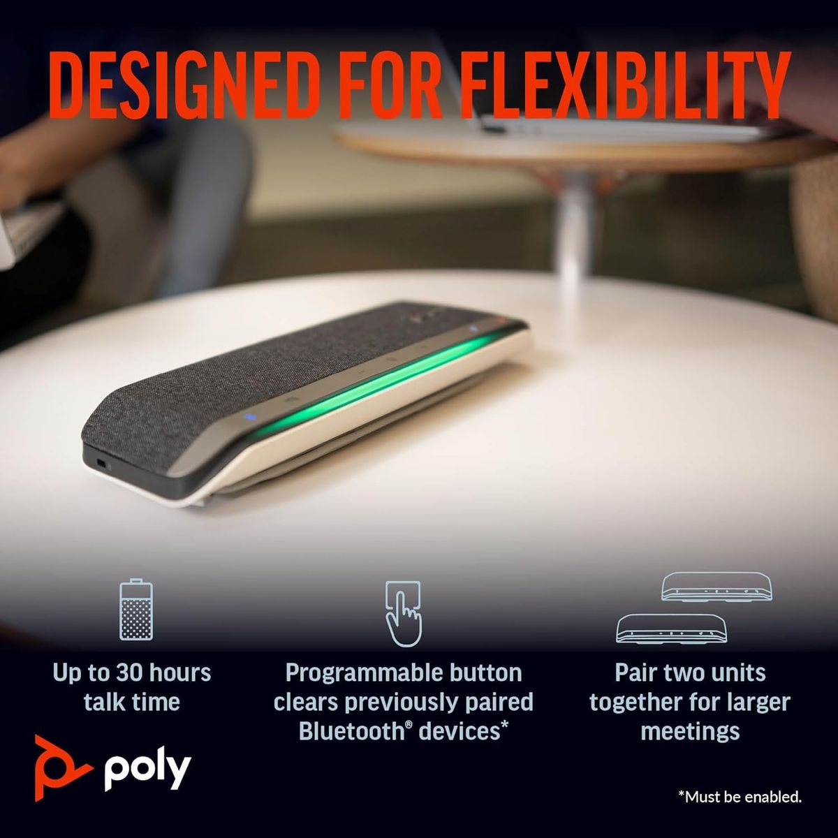 Poly Sync 40+ Intelligenter Konferenzlautsprecher – Flexible Arbeitsbereiche – Verbindung mit PC/Mac über BT600-Adapter oder mit Smartphone über Bluetooth – Zertifiziert für Microsoft Teams
