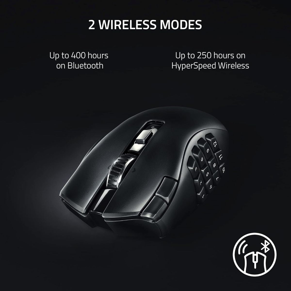 Razer Naga V2 HyperSpeed Gaming Mouse Dual Wireless 30.000 DPI 19-Button MMO