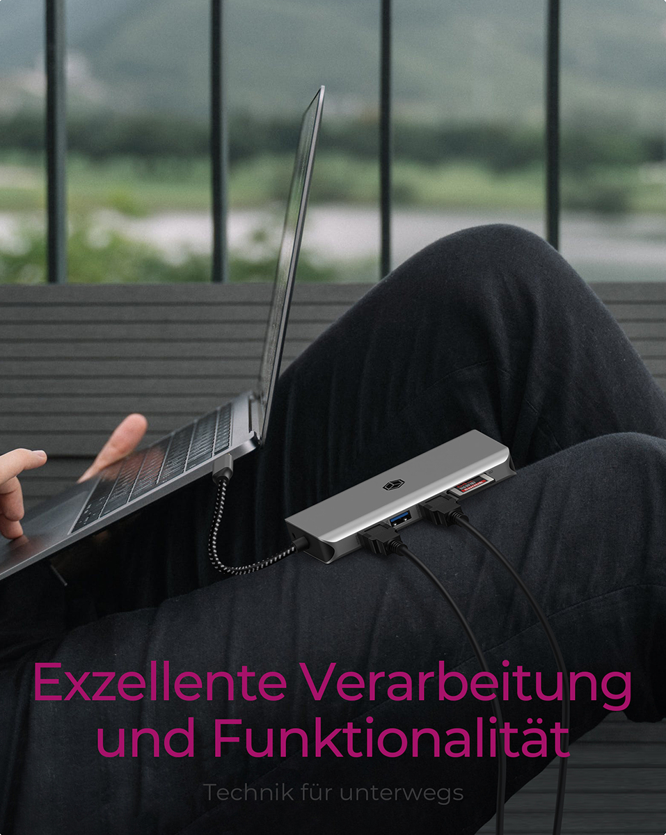 ICY BOX IB-DK4061-CPD 12-in-1 USB Type-C Notebook-Dockingstation, 2x HDMI, DisplayPort Alt Mode 8K/4K, USB PD 100 W, Gbit LAN, SD/microSD, Headset 3,5 mm