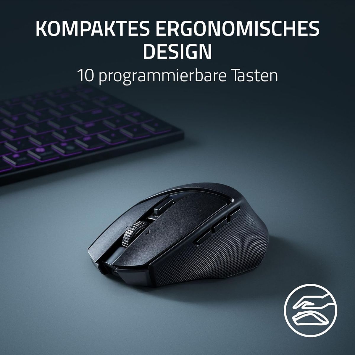 Razer Basilisk Mobile - Kleine ergonomische kabellose Gaming-Maus - AI Prompt Master - Focus X 18K Sensor (Tri-Mode-Konnektivität, bis zu 105 Stunden, Mausschalter Gen-3) Schwarz