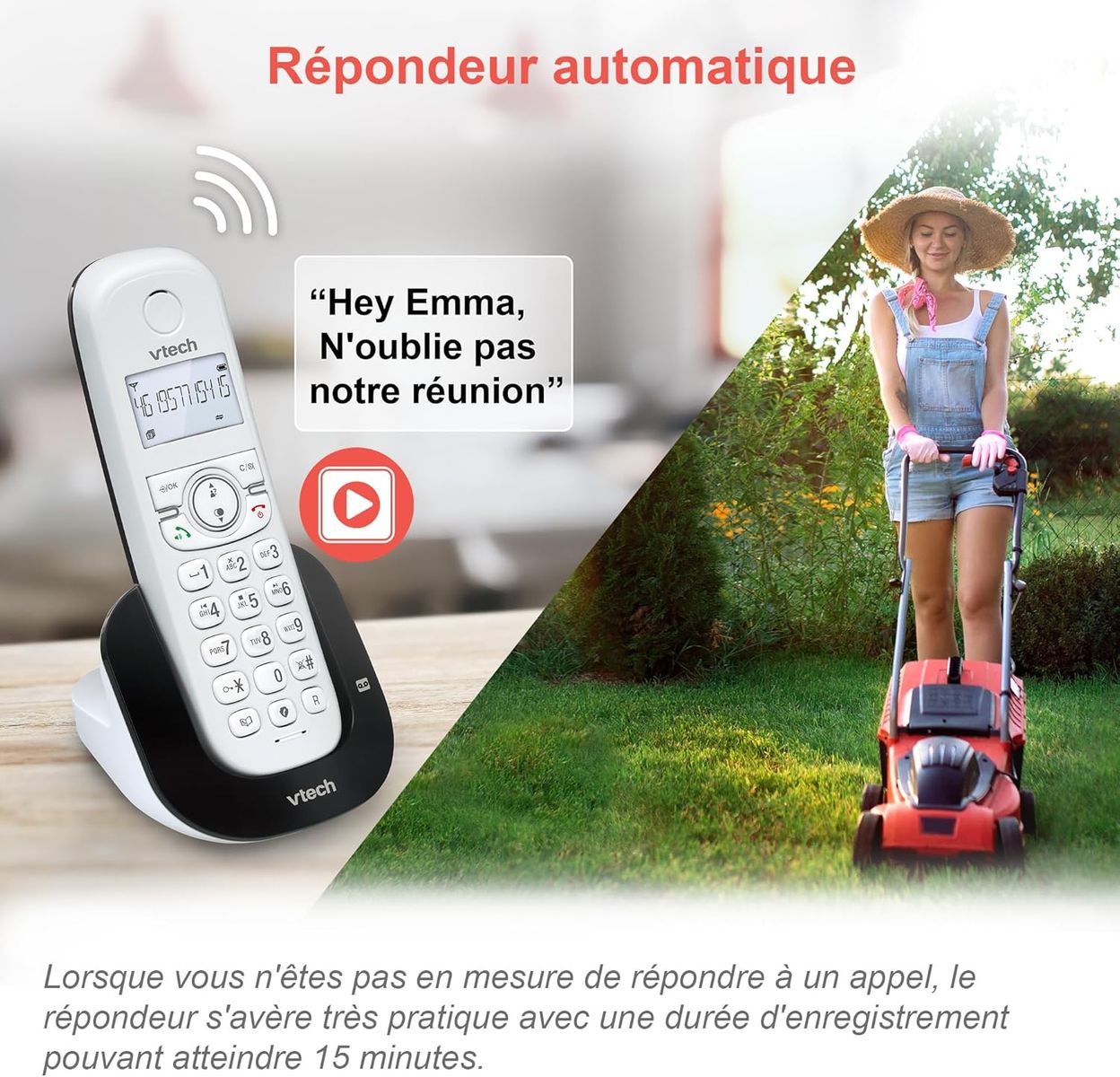 VTech CS1551 Schnurloses DECT-Telefon mit 2 Mobilteilen mit Ladegerät, Anrufbeantworter, Anrufblockierung, Anrufer-Identifikation/Anruf in Warte, Freisprecheinrichtung, Display und Tastatur mit