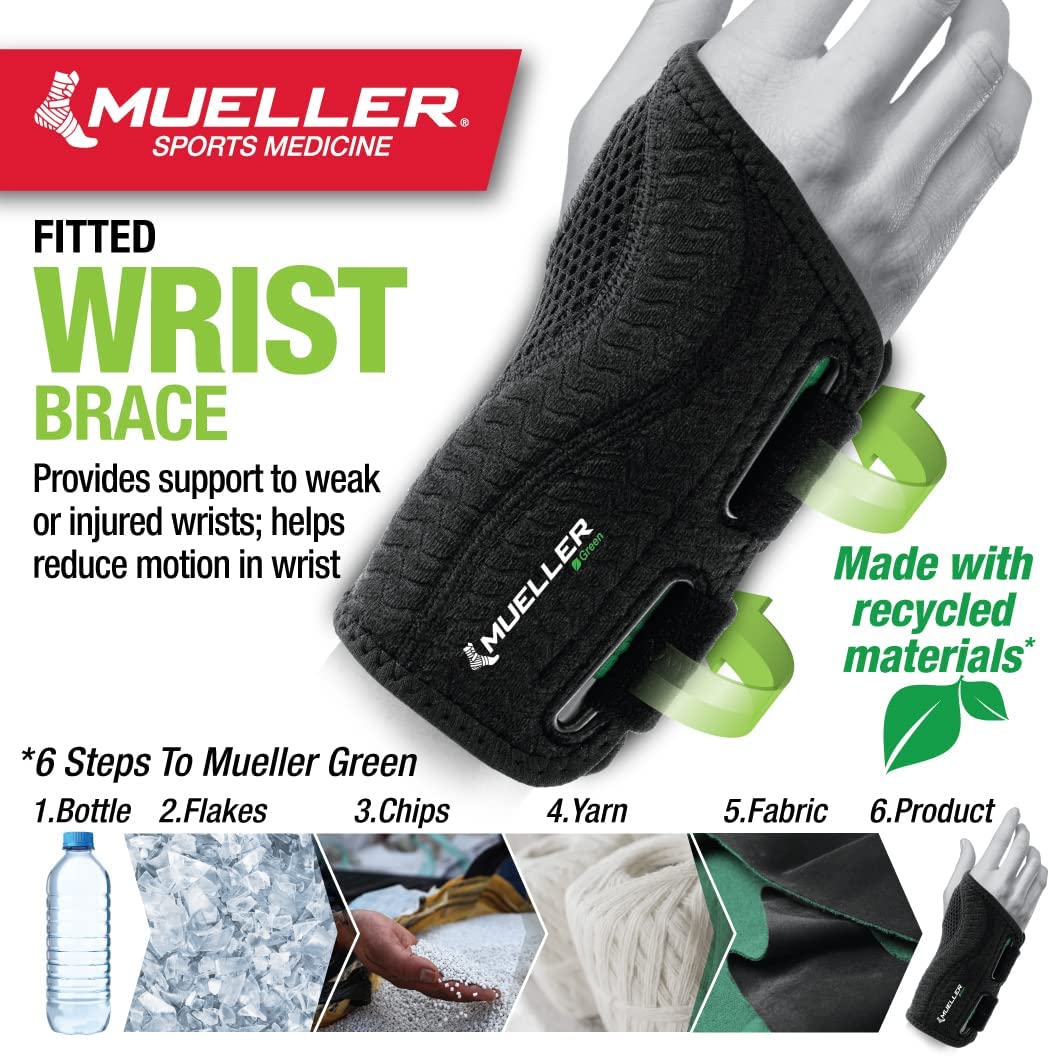 Mueller Green Line Wrist Brace Black Left S/M