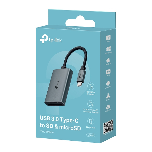 TP-Link UA440C (UN) V1.0 Kartenleser USB 3.2 Gen 1 Type-C, SD & MicroSD, Aluminium, Grau