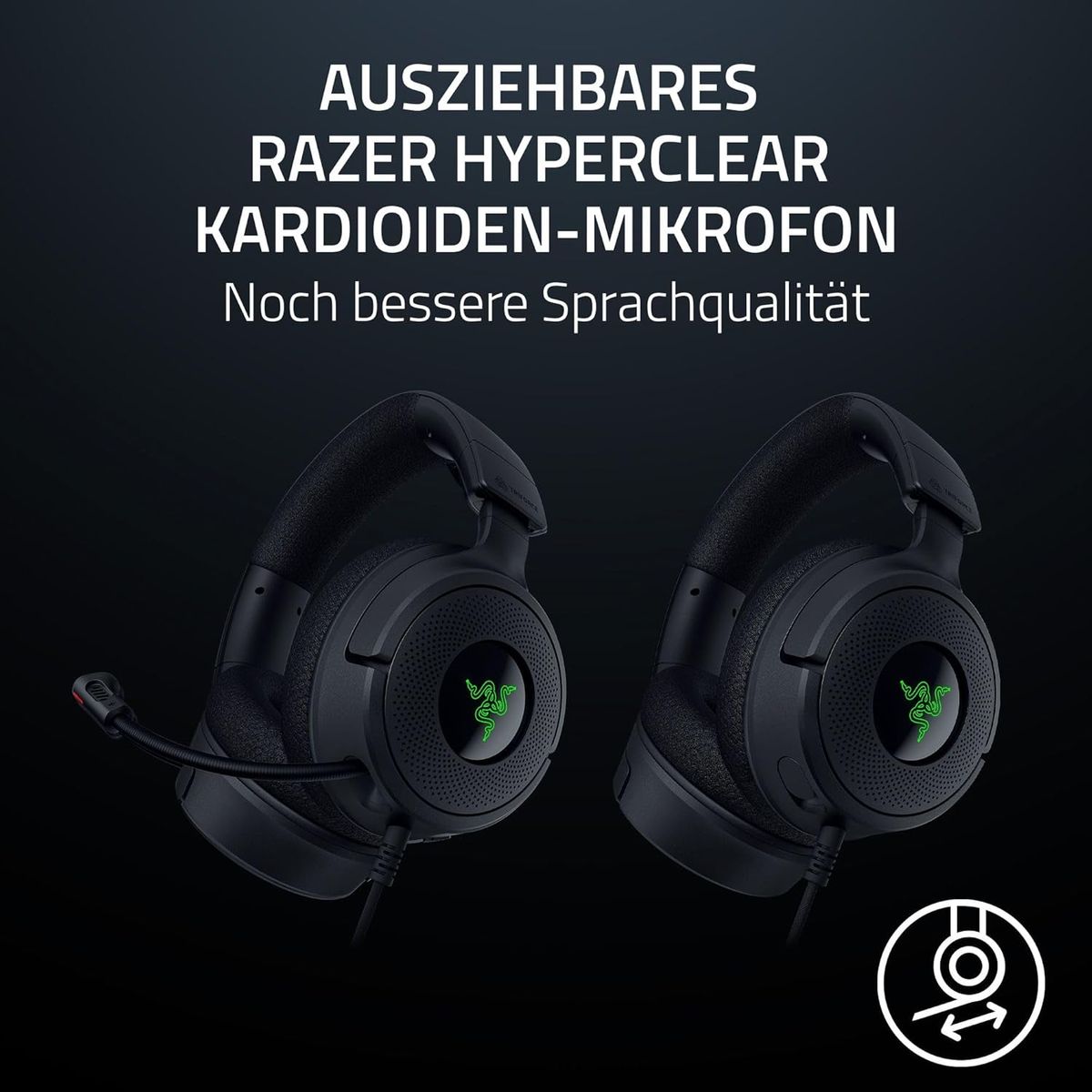 Razer Kraken V4 X - Kabelgebundenes PC-Gaming-Headset (Triforce 40-mm-Treiber, einziehbares Nierenmikrofon, 7.1-Surround-Sound, Chroma RGB, für PC - Konsolen & Mobiltelefone über USB-C) Schwarz