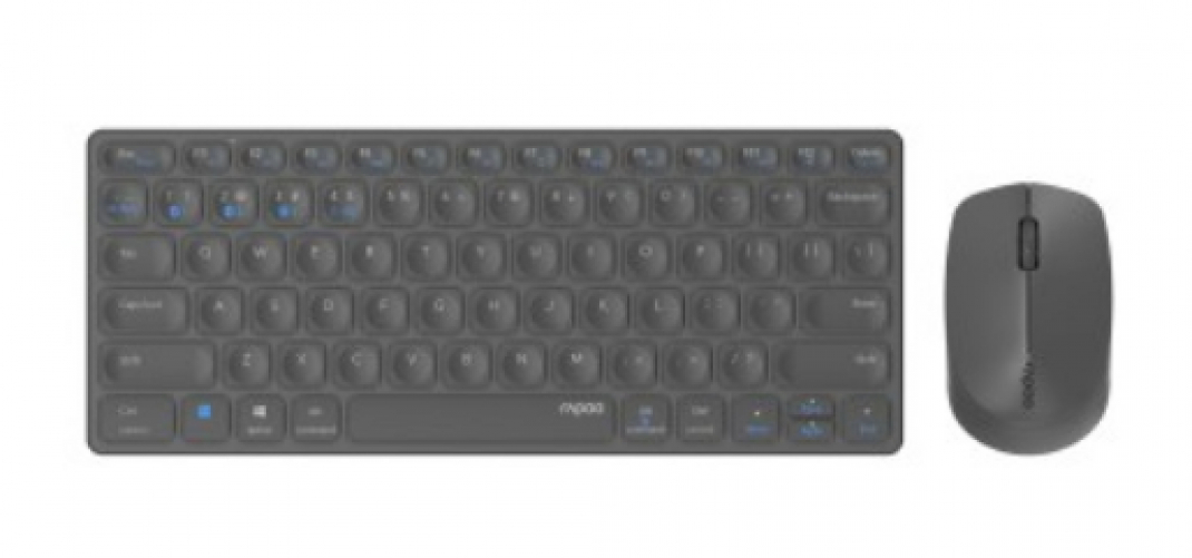 Rapoo 9600M Deskset Dual Wireless Keyboard Mouse Set 1.300 DPI Aluminium Dark Grey DE Layout