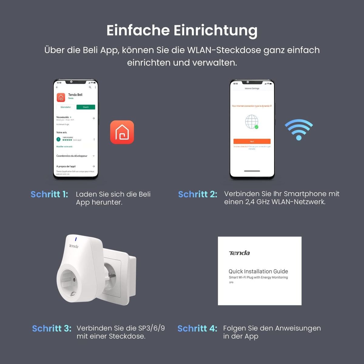 Tenda WLAN Smart Steckdose SP9 16A Wi-Fi Plug Energieverbrauchsanzeige App- Sprachsteuerung Alexa & Google home  Timer AwayModus Kinderschutz 2er pack Nur 2.4GHz Wi-Fi Energieverbrauchsanzeige 2er Pack 16a