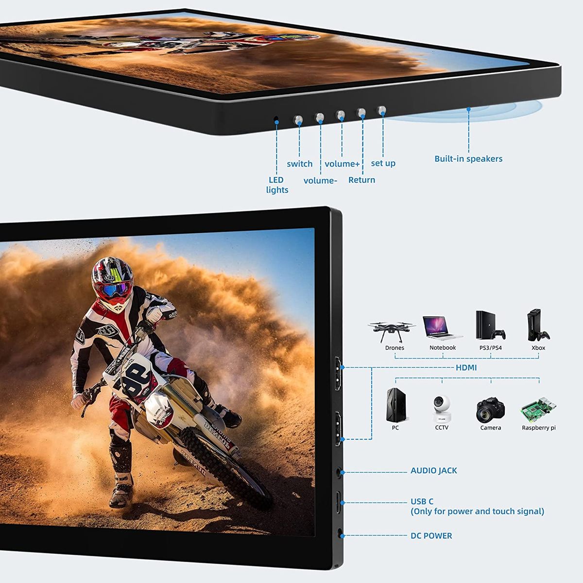 Thinlerain 10.1" Portable Touchscreen Monitor IPS FHD 1920x1200 HDMI 16:10 for Notebook