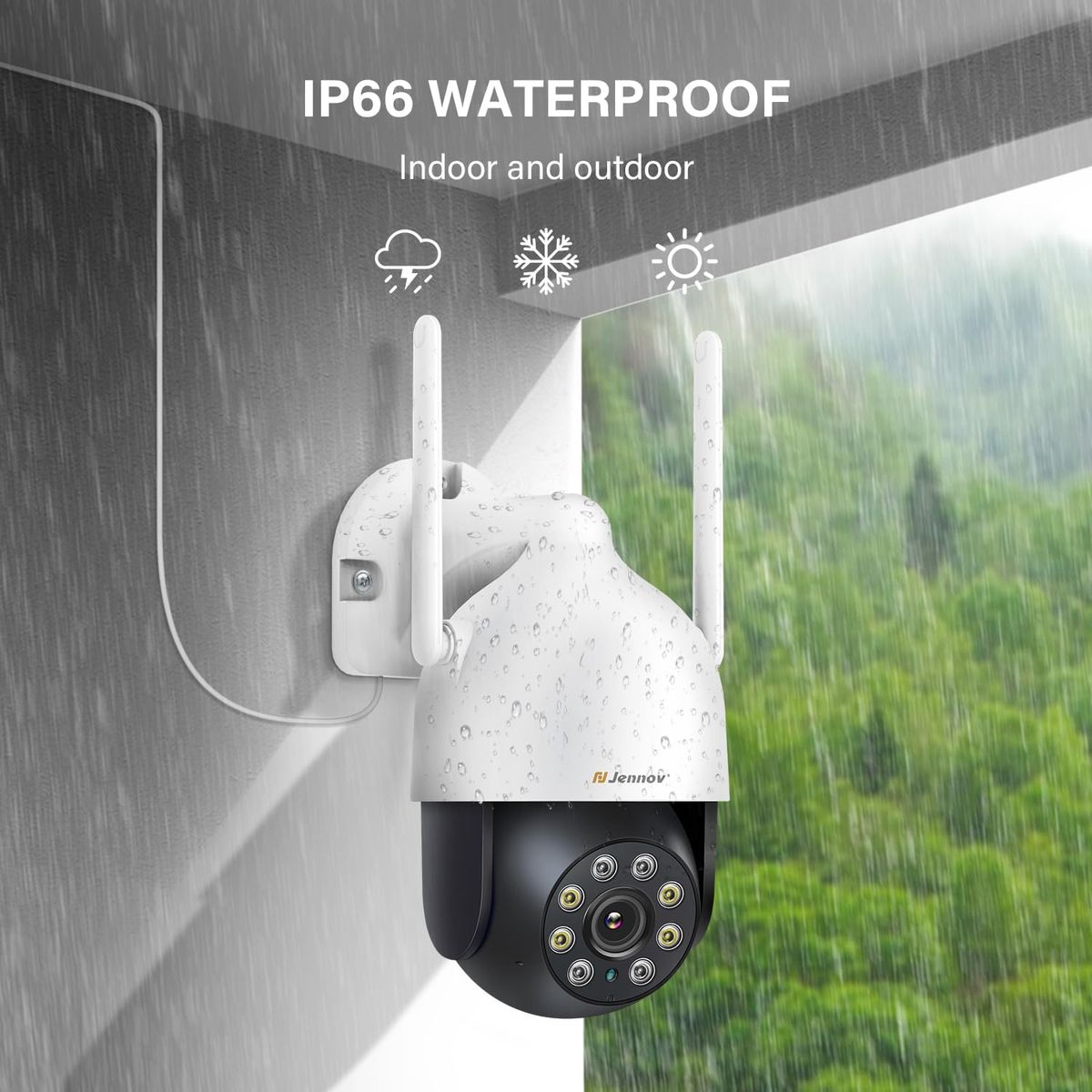 Jennov 2K PTZ Überwachungskamera Aussen, WLAN IP Kamera Outdoor, PTZ Dome WiFi IP Kamera mit Automatische Verfolgung, 24/7 Aufzeichnung, 355°/90° Schwenkbar, Farbiger Nachsicht, Bewegungserkennung