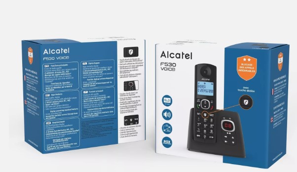 Alcatel F530 Voice, schnurloses Telefon mit Anrufbeantworter, Anrufsperre, Freisprecheinrichtung und zwei Direktspeichern Schwarz