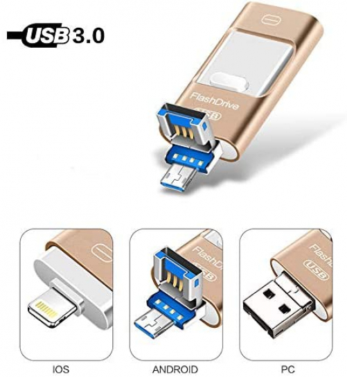 Kaulery Chiavetta USB Pendrive 256GB per iPhone USB 3.0 Flash Drive Memoria Stick Espansione Memoria per iOS iPad Android PC (256GB)