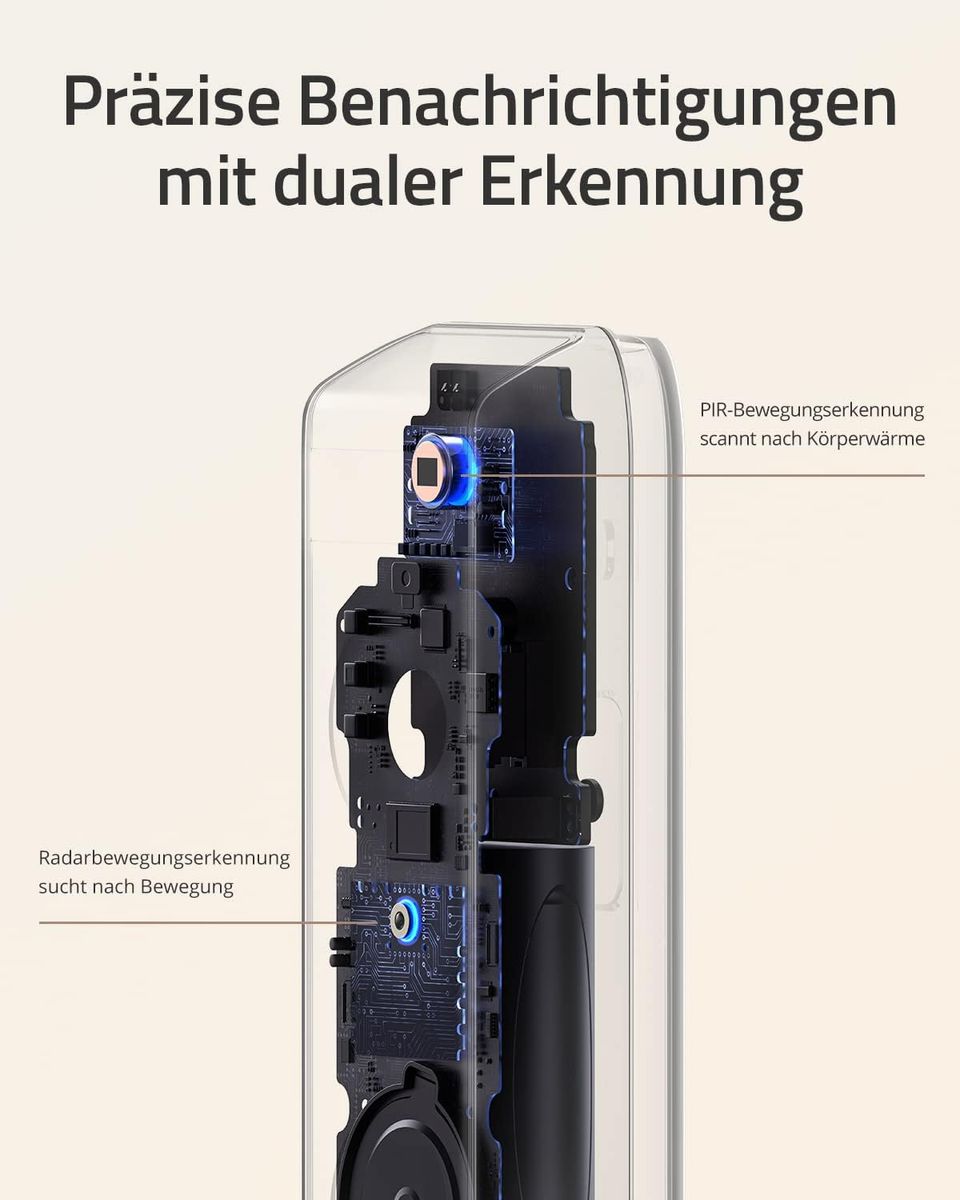 eufy Security E8213381 Video-Türklingel Dual-Kamera, batteriebetrieben, Basisstation, Paketerkennung, 2K HDR, 16 GB, generalüberholt, schwarz, EU