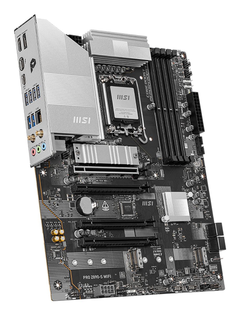 MSI PRO Z890-S WIFI Mainboard LGA 1851 (Socket V1), Intel Z890, ATX, DDR5, Wi‑Fi 7 (802.11be), Bluetooth 5.4, 2.5GbE, 3x M.2, 4x SATA III, HDMI 2.1