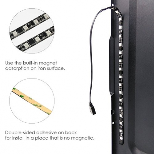 Speclux 2*3W Funk RGB LED Strips Streifen für PC Desktop Gehäuse, selbstklebende rgb Lichtketten Lichtleiste Lichtband Lichtschlauch inkl. Fernbedienung und Farbewechsel.