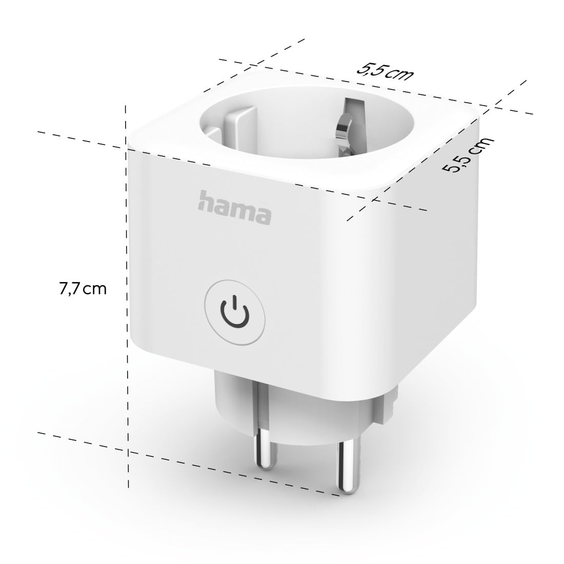 Hama 00176937 WLAN Steckdose, Matter Smart Home, WLAN-gesteuert, App & Sprachsteuerung, Verbrauchsmessung, Zeitschaltuhr, 3680 W, Weiß, Packung mit 2