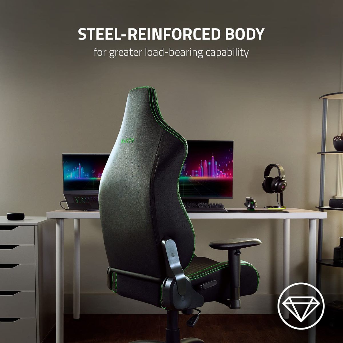 Razer Iskur X Ergonomic Gaming & Office Chair PVC < 136kg Black/Green