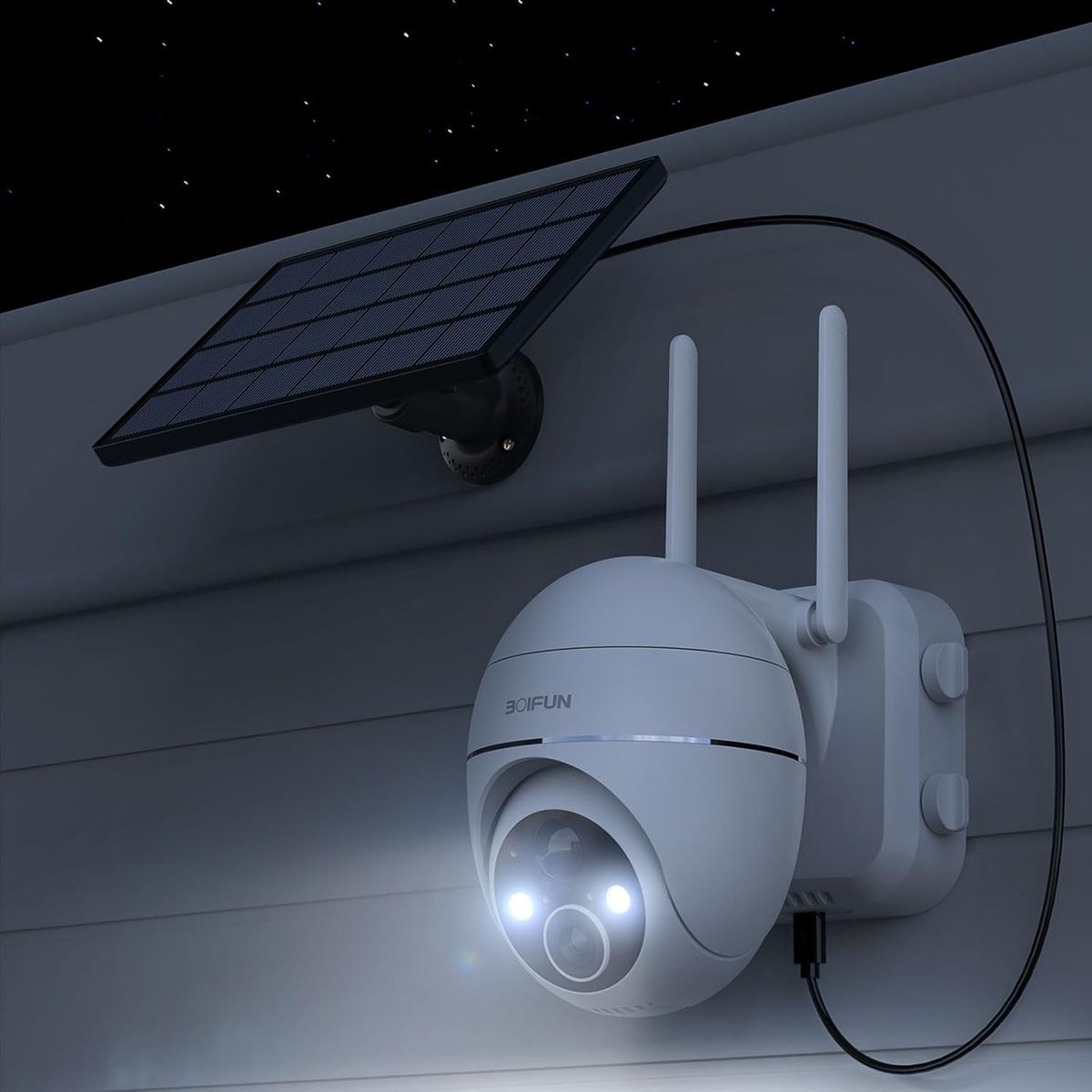 BOIFUN ZS-GX1S Solar-Überwachungskamera Außen 2K 360° WLAN 2,4 GHz Farb-Nachtsicht 15 m Bewegungsmelder Zweiweg-Audio Solarbetrieben