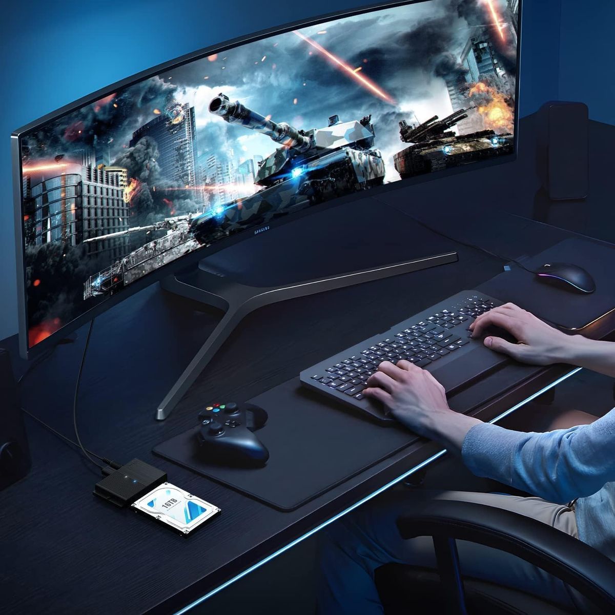 FIDECO PL319 IDE & SATA Festplatten-Adapter, USB 3.0, Netzschalter, Konverter für 2,5"/3,5" HDD & SSD, CD/DVD-Laufwerke, Schwarz, EU Stecker