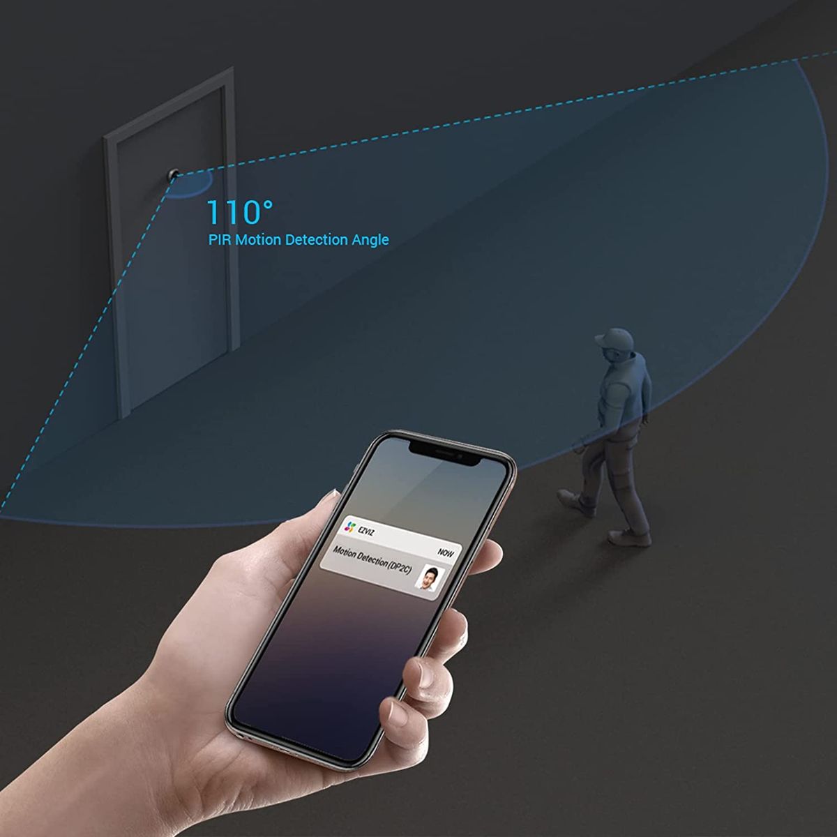 EZVIZ by HIKVISION WLAN Türklingel 4.3" Farbdisplay 155° Weitwinkel PIR-Sensor 2MP Türspion Kamera Zwei-Wege-Audio Live-Ansicht