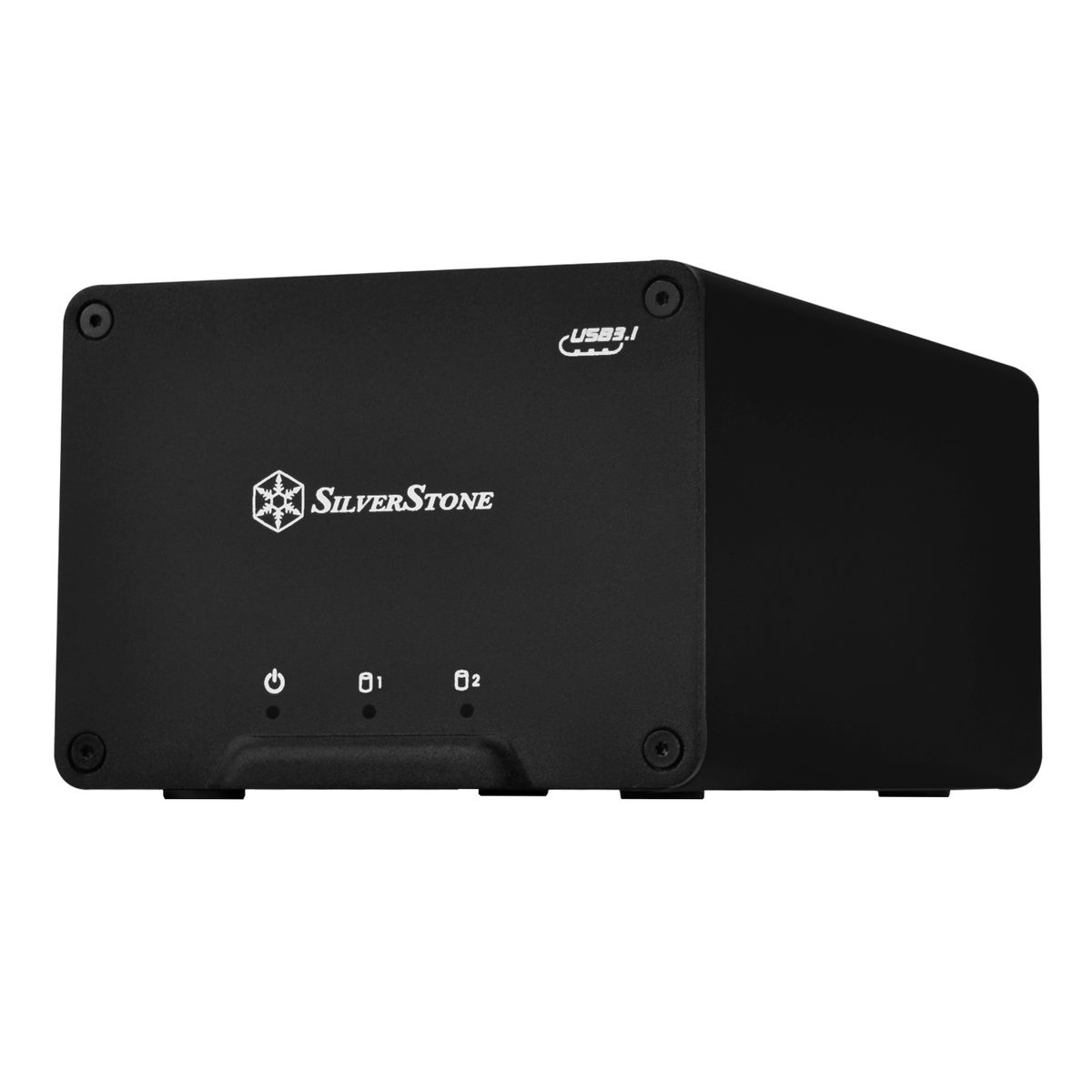 SilverStone SST-DS223, Externes 2,5-Zoll HDD/SSD-Gehäuse, 2 Einschübe, RAID 0/1/JBOD, USB 3.2 Gen 2 (10 Gb/s) Typ-C, UASP, Aluminium, Schwarz