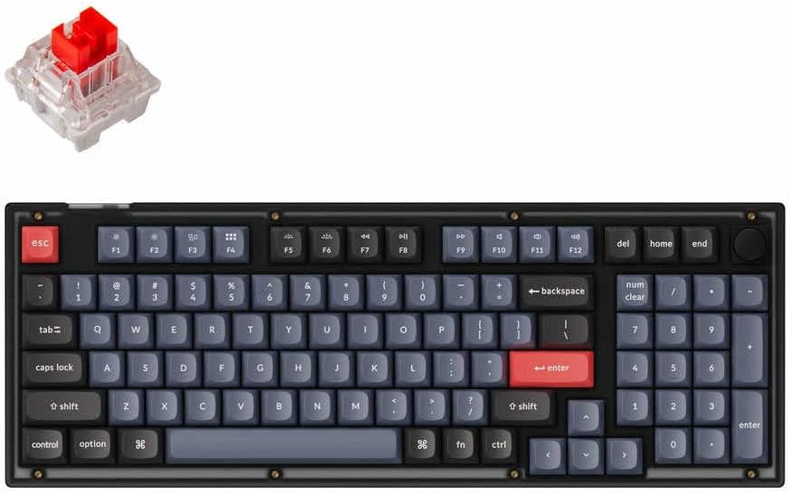 Keychron V5 QMK/VIA Mechanische Tastatur mit knob, Hot-Swappable, Custom Programmable Macro, 1000 Hz, K Pro Red Switch, Hintergrundbeleuchtung RGB, PBT Keycaps fu00fcr Mac Windows - (FRA Layout - AZERTY)