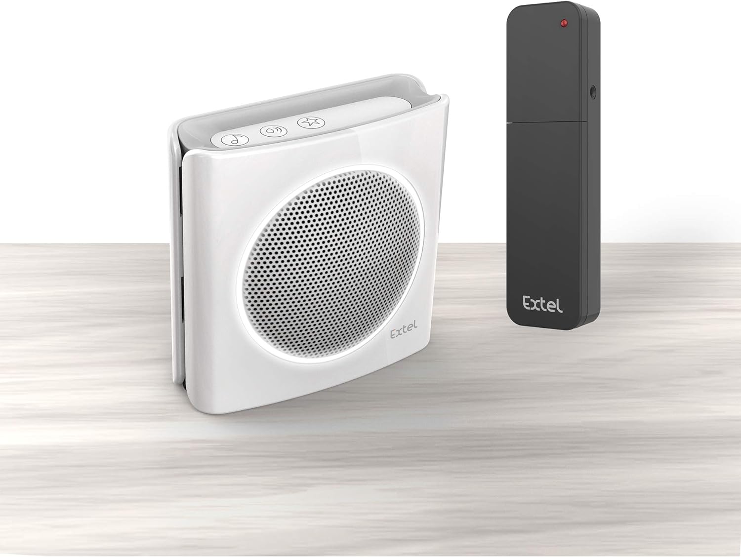 EXTEL diBi More, Universal Funk Klingelerweiterung, bis zu 200 m Reichweite, erweiterbar, Info bei schwachem Akku, lautloser Modus, individualisierbarer Klingelton, 6 Klingeltöne