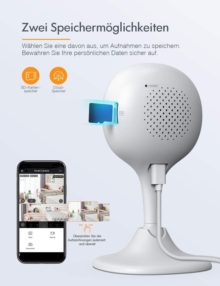 Apeman 1080P Wi-Fi Camera Baby Monitor Camera Security Cameras Night Vision Remote Monitoring Compatible IOS/Android