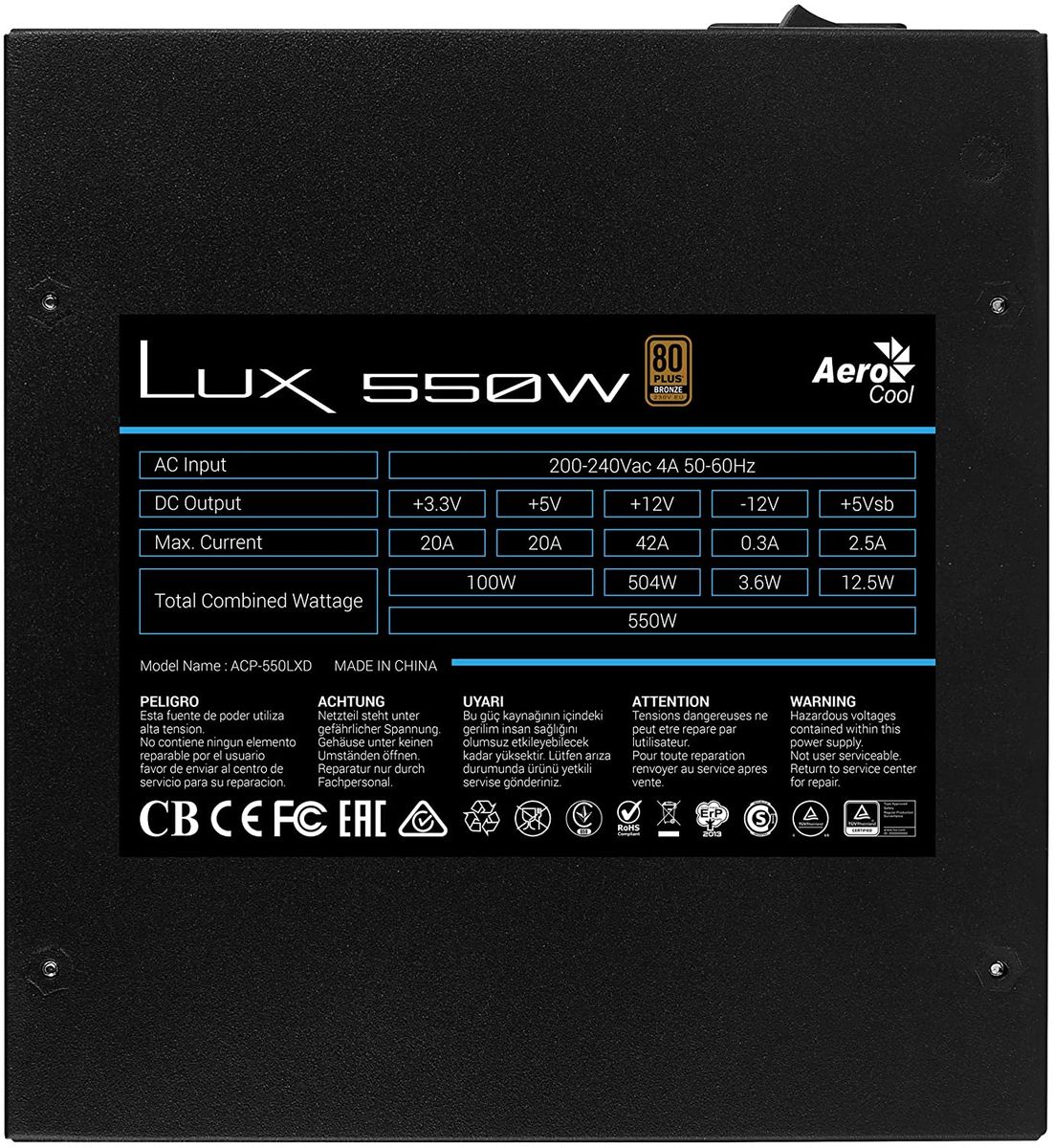 Aerocool LUX 550W Netzteil 20+4 pin ATX ATX