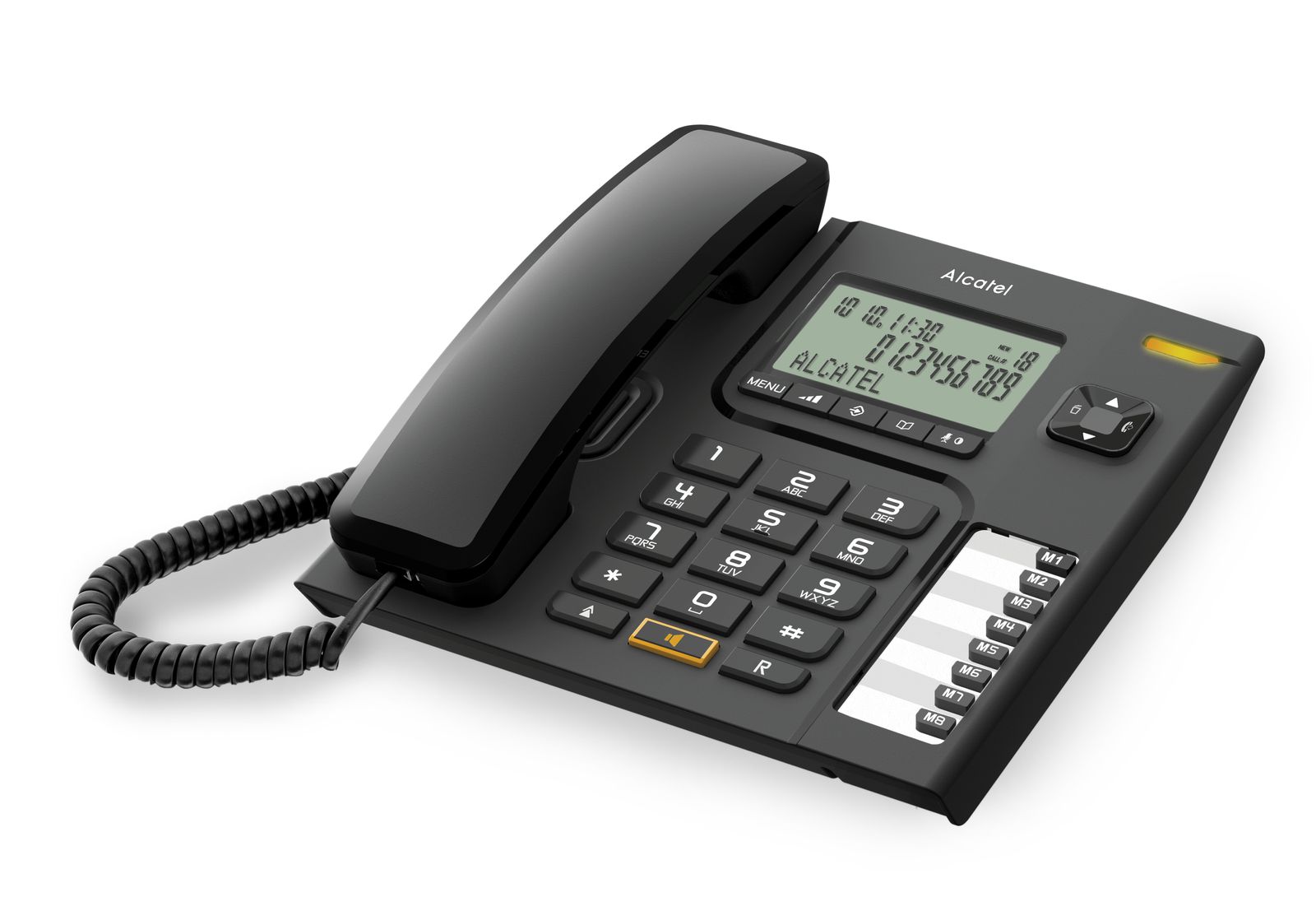 Alcatel ATL1413755 T76 Tisch-/Wandtelefon, kabelgebunden, Display, Freisprechfunktion, Anrufer-ID, Telefonbuch 18 Einträge, Schwarz