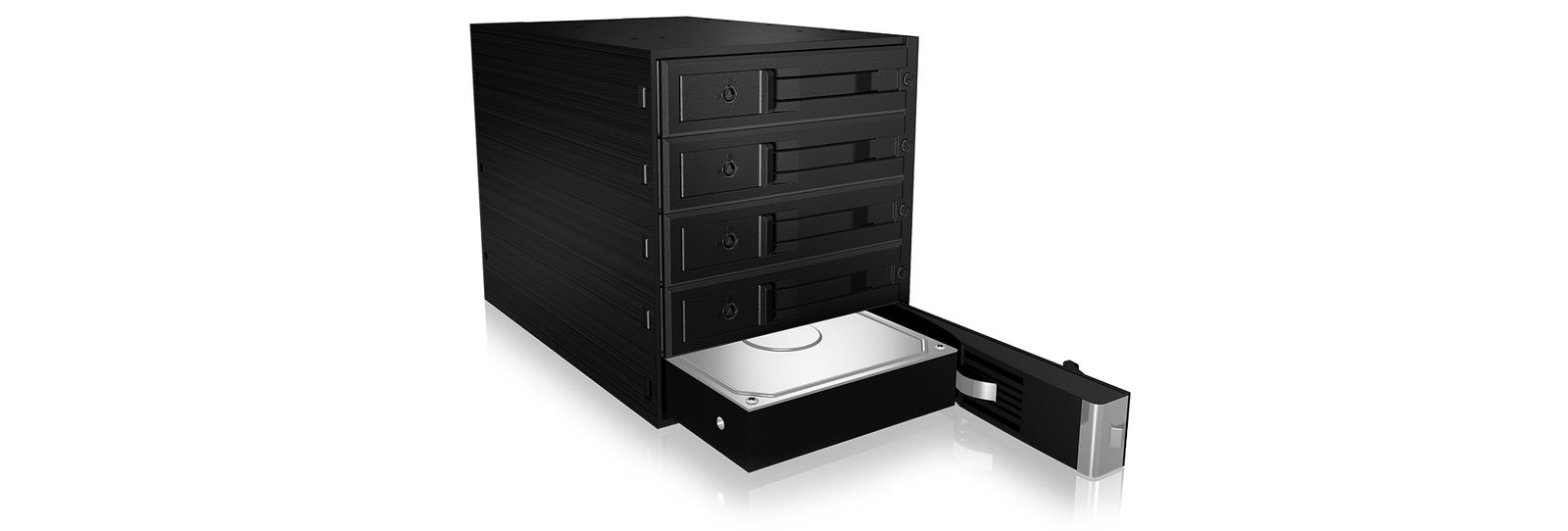 ICY BOX removable backplane for hard disks, 5x 3.5 inch in 3x 5.25 inch bay, SATA, fan, metal, black For 5x 3.5 inch