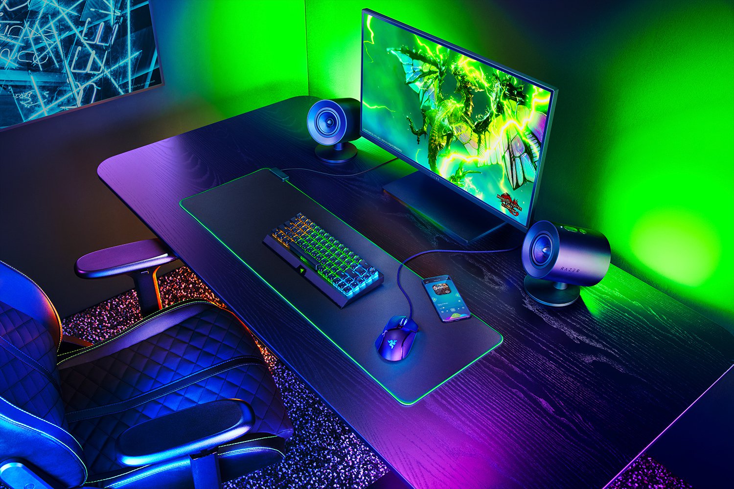 Razer Nommo V2 Gaming Speaker + Subwoofer 2.1 Surround-Sound System BT USB for PC RGB Black EU