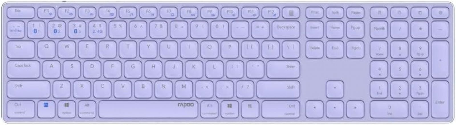 Rapoo E9800M Keyboard Dual Wireless BT + RF Aluminium Purple DE Layout