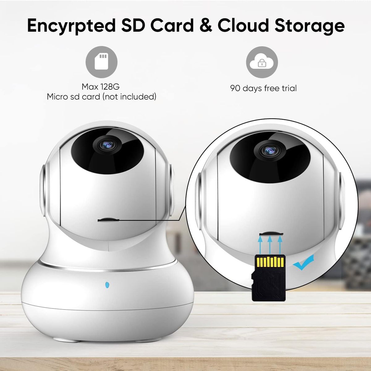 Crzwok Indoor Camera, 1080P Home Security Camera, Pet Camera with Phone App,Night Vision, Motion Detection, 2-Way Audio, 360 Degree WiFi Camera Wireless for Baby/Dog/Nanny, Work with Alexa(White)