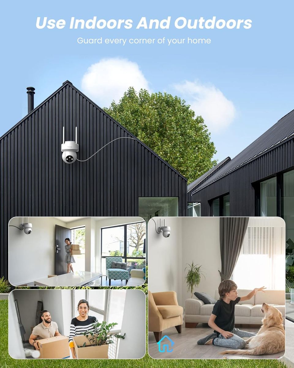 TOAIOHO Überwachungskamera Aussen - Kamera Überwachung Aussen Wlan IP Kamera Outdoor Kabel Außenkamera WiFi PTZ Outdoor Camera Dome Homekit Aussen kamera Videoüberwachung Kamera mit Farbige Nachtsicht IP66 Weiß