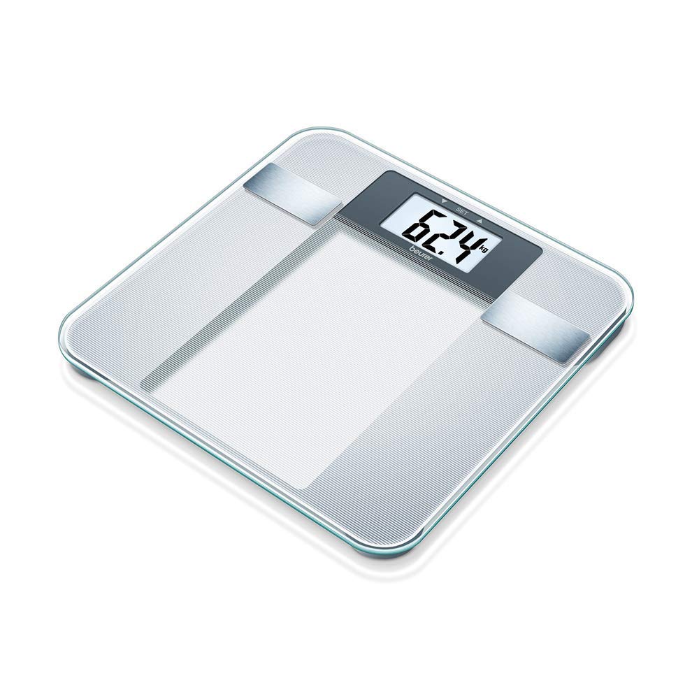 Beurer BG 13 glass diagnostic scale with large LCD display, measures weight, body fat, body water, muscle percentage and BMI A 1 piece (pack of 1)