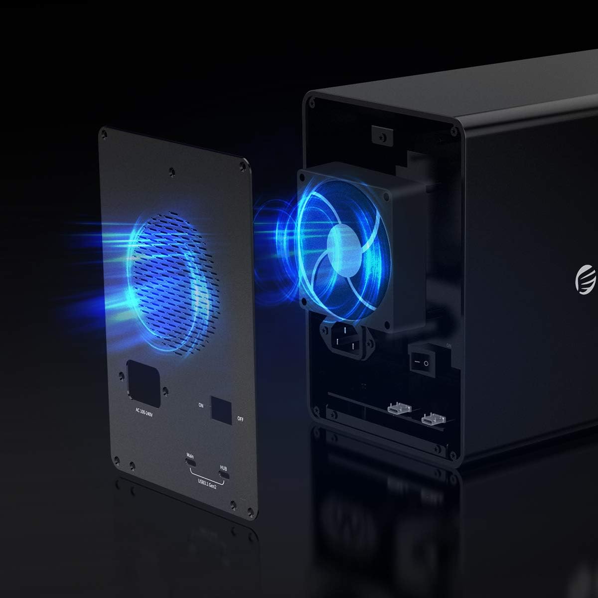 ORICO 3559C3-BK 5-Bay Festplattengehäuse, Aluminium, USB-C 10 Gbps (USB3.1 Gen2), für 2,5/3,5 Zoll HDD & SSD, Daisy-Chain, 150W Netzteil