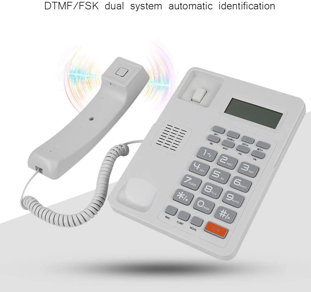 Bewinner DTMF/FSK Dual System Corded Phones Operated via the Telephone Line, Simple Flash Function Landline Phone with Automatic Identification Caller ID