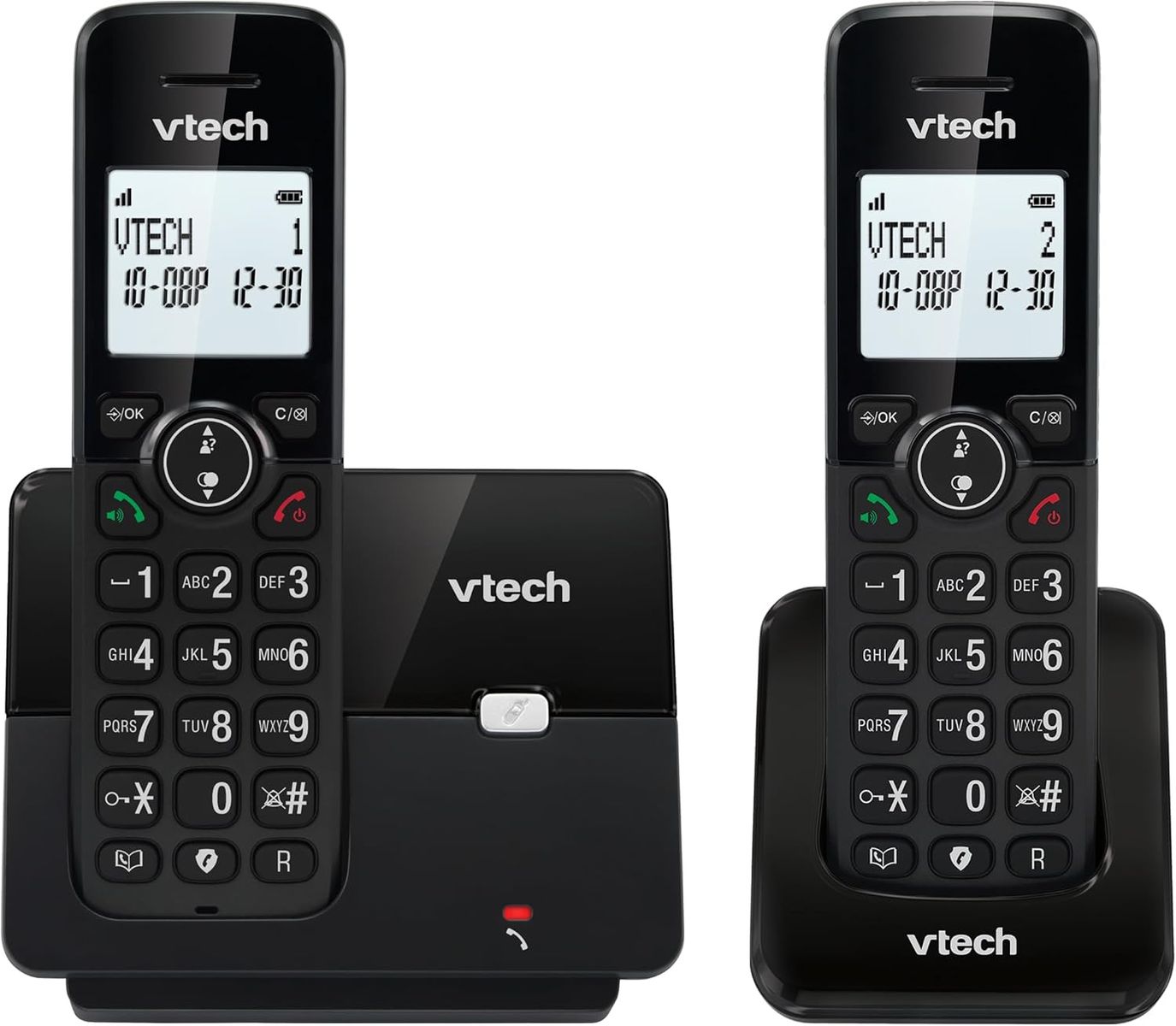 VTECH CS2001 Schnurloses DECT-Telefon mit 2 Mobilteilen für zu Hause, mit Blocker für unerwünschte Anrufe, Lange Reichweite zuverlässig bis zu 300 m, Anrufer-Identifikation