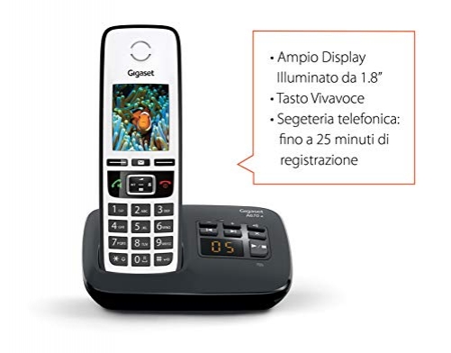 Gigaset A670A Telefono Cordless Trio Display a colori Nero/Grigio Chiaro IT